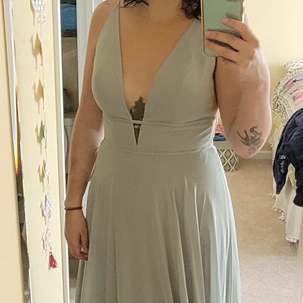 Jenny Yoo Hollis Bridesmaid Dress, Morning Mist, Size 8